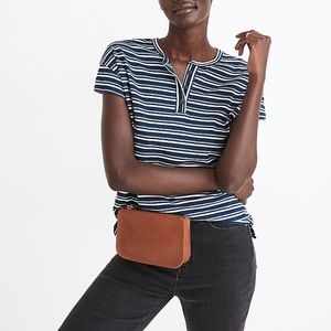 Madewell Brother Henley Tee in Indigo Stripe